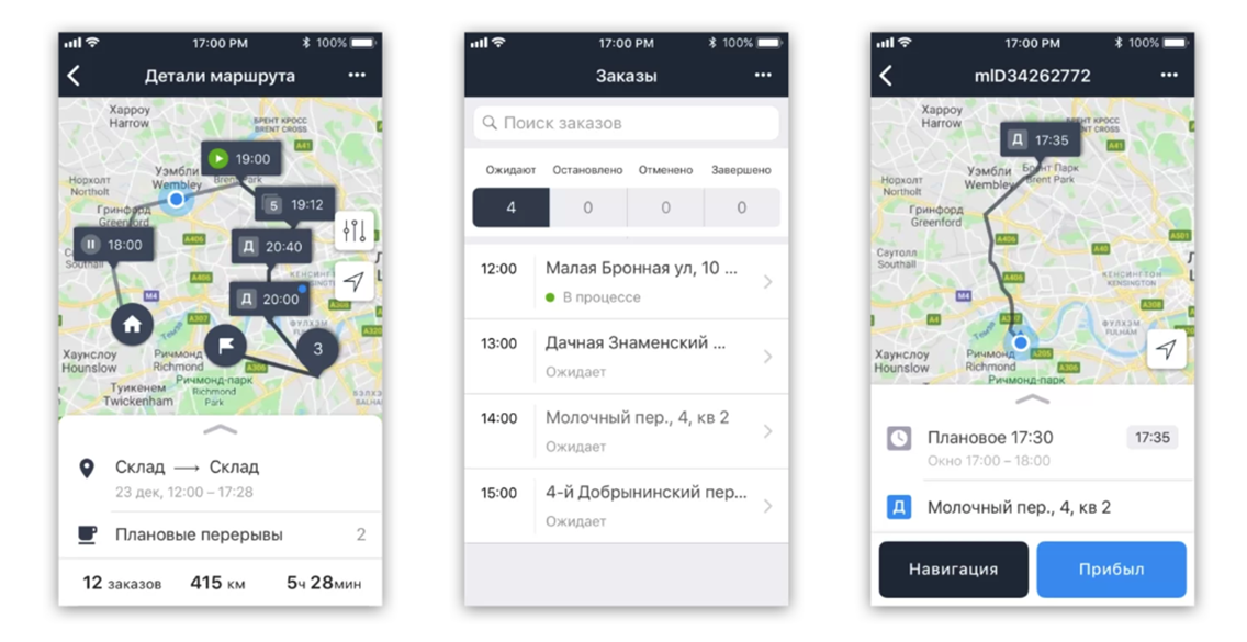 Мобильное приложение водителя План доставок и навигация
